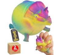 Dinosaur Stress Ball Stress Relief Toy Multicoloured Soft Squeezable Dinosaur Shaped Foam for Kids Collectable Assorted Design Stress Buster Fidget Toy - 2 Pack - Electoys