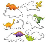 Dinosaur Style Fondant Cutters 4 Piece Set - Stainless Steel Mini Small Dino Cutter Pack- Metal Baking Biscuit Bread Sandwich Cookie Jelly Cake Chocolate Shape Cutters Kit Moulds