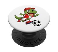 Dinosaur T-Rex Plays Soccer PopSockets Adhesive PopGrip