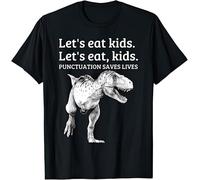 Dinosaur T Rex Punctuation Saves Lives Kids Womens Mens T Shirt 12-13 Black