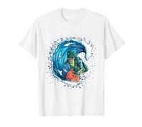 Dinosaur T-rex Surfing Wave Riding Kids Dino Water Sports T-Shirt