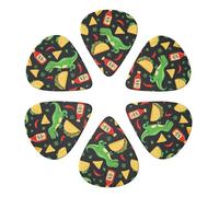 Dinosaur Taco Hot Sauce Guitar Picks 6 Pack Thin Medium Heavy Thickness Guitars Pick For Acoustic Electric Guitar Ukulele Bass 0.46mm