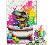 Dinosaur Taking A Bath 1000 Piece Jigsaw Puzzle for Adults And Teenagers,Fun Games Every Piece Is Unique - Challenging Family Fun Game (38x26cm)