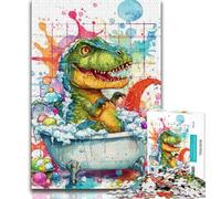 Dinosaur Taking A Bath Jigsaw Puzzles for Teenagers 1000 Piece Puzzle,Fun Games Every Piece Is Unique - Challenging Family Fun Game (50x75cm)