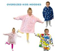 (Dinosaur) Teddy Fleece Kids Hoodie Wearable Soft Warm Fluffy Oversized