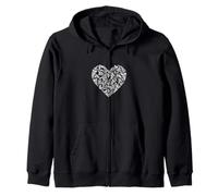 Dinosaur Teeth Heart Shape Love Zip Hoodie