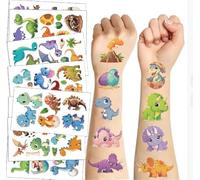 Dinosaur Temporary Tattoos 10 Sheets Waterproof Cartoon Stickers - Long Lasting Party Bag Fillers, Birthday Gifts for Kids, Dress-Up Fun Dino Art for Boys & Girls, Variety Pack with T-Rex