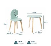 Dinosaur Theme Kids Table & 2 x Chairs Fun Playroom Set