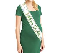 Dinosaur Theme Mom To Be Sash - Dino Baby Shower Mom To Be Sash Decor with Light Gold Large Simple Brooch, Fabric Maternity Sash for Hatching Soon Baby Shower Gender Reveal Decorations Gift