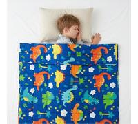 Dinosaur Theme Weighted Blanket, Fluffy Quilted Pockets Throw with Non-Toxic Glass Beads, Therapy Anxiety Relief Insomnia Autism, Soft and Cozy Colourful Dino Throw Blanket, 100 x 150cm - 3kg