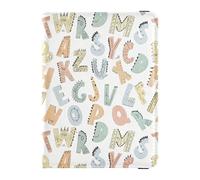 Dinosaur Themed Alphabet Pattern Leather Passport Holder Cover Wallet Large Capacity Money Holder for Family Trip Must Haves Accessories
