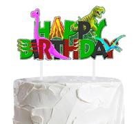 Dinosaur Themed Cake Topper Jurassic Cake Picks Decorations.Dinosaur Green Happy Birthday Cake Topper.Jurassic Animal Party Decoration Supplies for Boys Girls Baby Favors.