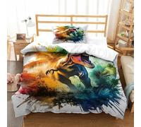 Dinosaur Three-dimensional Printing Bedding Bedding Ensemble Dinosaur Duvet Cover Ultra-fine Fiber Pillow Slip Included Gentle And Washable Single（135x200cm）