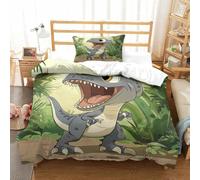 Dinosaur Three-dimensional Printing Bedding Comforter Set Dinosaur Bed Cover High-thread-count Fabric Pillow Slip Included Plush And Low-maintenance Single（135x200cm）