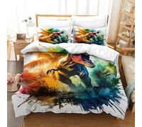 Dinosaur Three-dimensional Printing Bedding Comforter Set Dinosaur Bed Cover Superior Microfiber Pillow Slip Included Soft-to-the-touch And Manageable Double（200x200cm）
