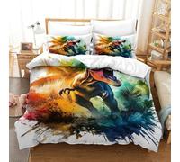 Dinosaur Three-dimensional Printing Bedding Comforter Set Dinosaur Bed Cover Ultra-fine Fiber Pillow Slip Included Gentle And Washable Single（140x200cm）