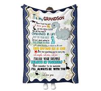 Dinosaur Throw Blanket for My Grandson from Grandpa Grandma Dinosaur Gifts for Grandson Toddler Boys Super Soft Fleece Blanket for My Grandson 50''x60''