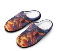 Dinosaur Thunder Men's Cotton Slippers Memory Foam Anti-skid Sole House Shoes Indoor Outdoor