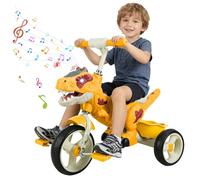 Dinosaur Toddler Tricycle, Kids Tricycle Bike with Lights & Music, Anti-Tip Trike Bike for Kids, Indoor/Outdoor Toddler 3-Wheel Bikes, Ideal for Toddlers Boys & Girls Orange