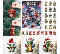 Dinosaur Toys 24 Days Advent Calendar, 2025 Christmas Dragon Baby Hanging Ornaments, 24 Draws Gifts Countdown for Children Dinosaurs Lovers (E)