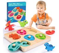 Dinosaur Toys for 1 2 3 Year Old, Wooden Jigsaw Puzzle for 1 2 3 Year Old Montessori Toy for 1 2 Years Old Educational Learning Toys for Toddlers Christmas Birthday Gifts for Kids