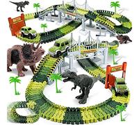 Dinosaur Toys for 3-7+ Year Old Boys Girls, Flexible Tracks Race Car Set, World Road Race Birthday Gift for Kids Aged 3-5