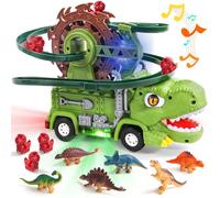 Dinosaur Toys for Boys Girls Kids Toys for 3 Year Old Boys Toddler Dinosaurs Truck with Roar Sound Lights Car Track 9 Dinosaur Figures Birthday Gifts for 3 4 5 Year Old Girls Kids