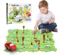Dinosaur Toys for Boys Puzzles for 3 Year Olds with Free Assembly and Logical Route Building Car Track with DIY Electric Vehicle Assembly Gifts for 3 Year Old Boy for Birthday