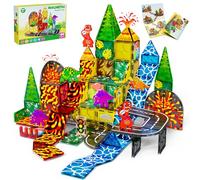 Dinosaur Toys Magnetic Tiles for Kids 3-5, Lava Dinosaur World Set Magnatiles for Kids Ages 4-8 5-7, Toddler Magnet Building Blocks STEM Learning Sensory Birthday Gifts for 3＋ Years Old Boys Girls