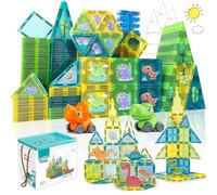 Dinosaur Toys Magnetic Tiles Jurassic Scenes Dino World Magnet Building Block Animals Toy Learning Construction STEM Toy Preschool Christmas Birthday Gift for Boys Girls Kids Age 3 4 5 6 7 8