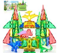 Dinosaur Toys Magnetic Tiles - Magnet Building Blocks for Toddler Kids Toys STEM Sensory Outdoor Toys for 3+ Year Old Boys and Girls, Dinosaur World Creative Games Kids Toys