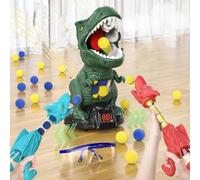 Dinosaur Toys Shooting Games, Movable Shooting Target Toy with Pump Guns & Foam Balls, Outdoor Indoor Game Toy for Kids Toddlers Party (2 Air Pump Guns, 24 Foam Balls)
