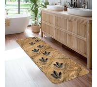 Dinosaur Tracks Runner Rug, Natural Rustic Sand Footprints Tan Low Pile Sponge Carpets Fade Resistant Home Aesthetic for Kitchen Entryway Bedside Doorway Hallway Decor 2x6 Ft