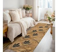 Dinosaur Tracks Runner Rug, Natural Rustic Sand Footprints Tan Non-Slip Edge Binding Home Rectangle Carpet for Kitchen Entryway Laundry Room Bedside Decor 2x8 Ft