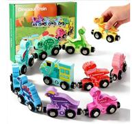 Dinosaur Train Set,Wooden Train Toys for Toddlers, Dinosaur Animals Track Mat Set Birthday Presents for Toddlers,Learning & Development Toys for Toddler Boys Girls - C