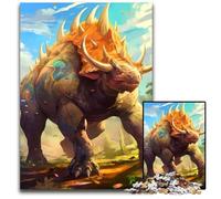 Dinosaur Triceratops Jigsaw Puzzle 1000 Pieces Wooden Jigsaw Puzzles for Adults Challenging Brain Teaser for Teenagers Family Game Night Fun 1000 PCS(75x50cm)