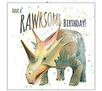 Dinosaur triceratops rawrsome Birthday pun Birthday card