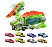 Dinosaur Truck,Foldable Track Toy for Boys - Portable Race Track Carrier with 8 Cars for Kids 3+ Years Home School Travel Road Trip Birthday Christmas