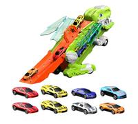 Dinosaur Truck | Funny Folding Vehicles Set - Preschool Educational Transport Carrier with 8 Cars for Kids Ages 3+ Home School Travel Birthday Christmas
