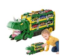 Dinosaur Truck That Eats Car | Foldable Vehicle Toy Dinosaur Transport Truck | Transform Race Track with 18 Car Vehicle Playset for Holiday