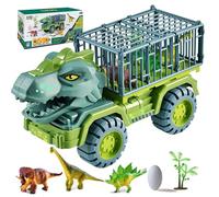 Dinosaur Truck Toy, Triceratops Transport Car Carrier Truck With 15 Pcs Dino Figures, Egg And Trees Dinosaur Escape Play Set-Tyrannosaurus Rex||17 Sets