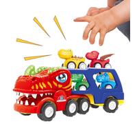 Dinosaur Trucks for Kids | Tynosaurus Large Electric Truck with 4 Pull Back Cars | Birthday Party Dinosaur Transport Carrier | for Kindergarten Students Boys Girls Children Family Friends