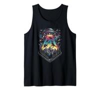 Dinosaur UFO Abduction Funny Alien Retro Sci Fi Design Tank Top