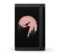 Dinosaur Under The Blood Moon Cloth Wallet Card with Holder Trifold Pocket Slim Wallets