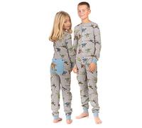 Dinosaur Union Suit Onesie Pyjamas T-Rex on Rear Flap, Boys & Girls Sizes 4-12 (12) Grey
