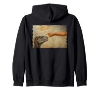 Dinosaur Velociraptor Evolution Creationism God Darwin Zip Hoodie