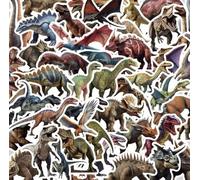 Dinosaur Vinyl Decal Stickers - Set of 50 Die-Cut - Suitable for Laptops, Phones, Cases, Walls, Luggage, Books, and Water Bottles