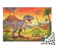 Dinosaur Volcano 1000 Piece Jigsaw Puzzles Recycled Jurassic Landscape Puzzle for Elderly Puzzle Game Props for Family And Friends Birthdays Great Gift 38x26cm/1000pcs