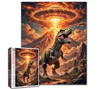 Dinosaur Volcano Jigsaw Puzzles for Adults 1000 Pieces Alien Spaceship Escapes Jigsaw Puzzle Art 20 x 27 Inches DIY Puzzles for Home Decoration,Family Puzzle Perfect for Holiday Game Nights