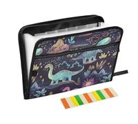Dinosaur Volcano Plant Star Accordion File Organizer A4 Size Accordian File Folders with Zipper Organizer with Label File Folders Accordion for Medical Student Hospital